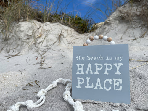 PS-7859 - Happy Place Box Sign w/ Beads