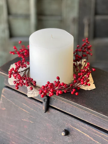 CE-2041 - 4.5" Red Berry Candle RIng