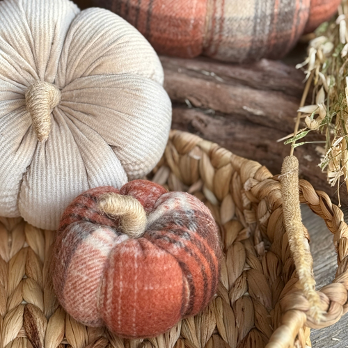 Small Dusty Plaid Pumpkin 