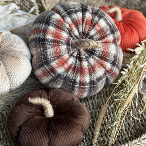 Large Sienna Plaid Pumpkin 