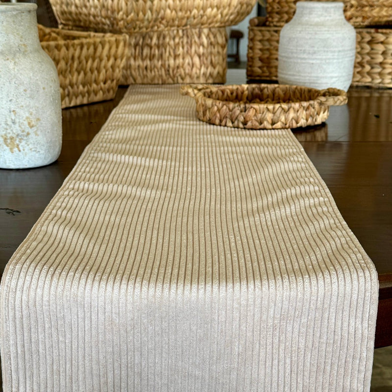 Tan Corduroy Table Runner 