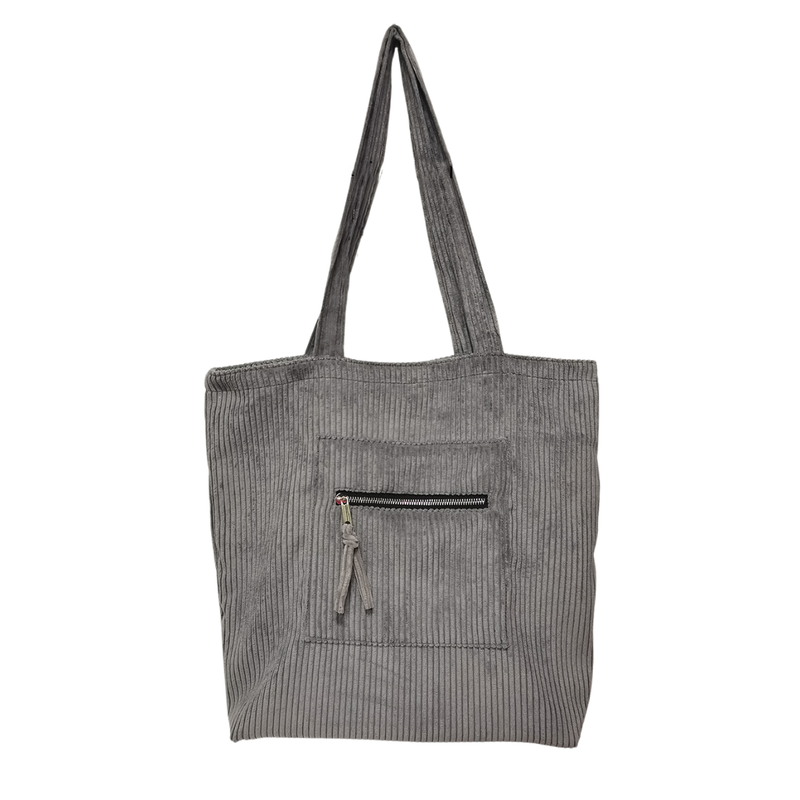 Gray Corduroy Tote 