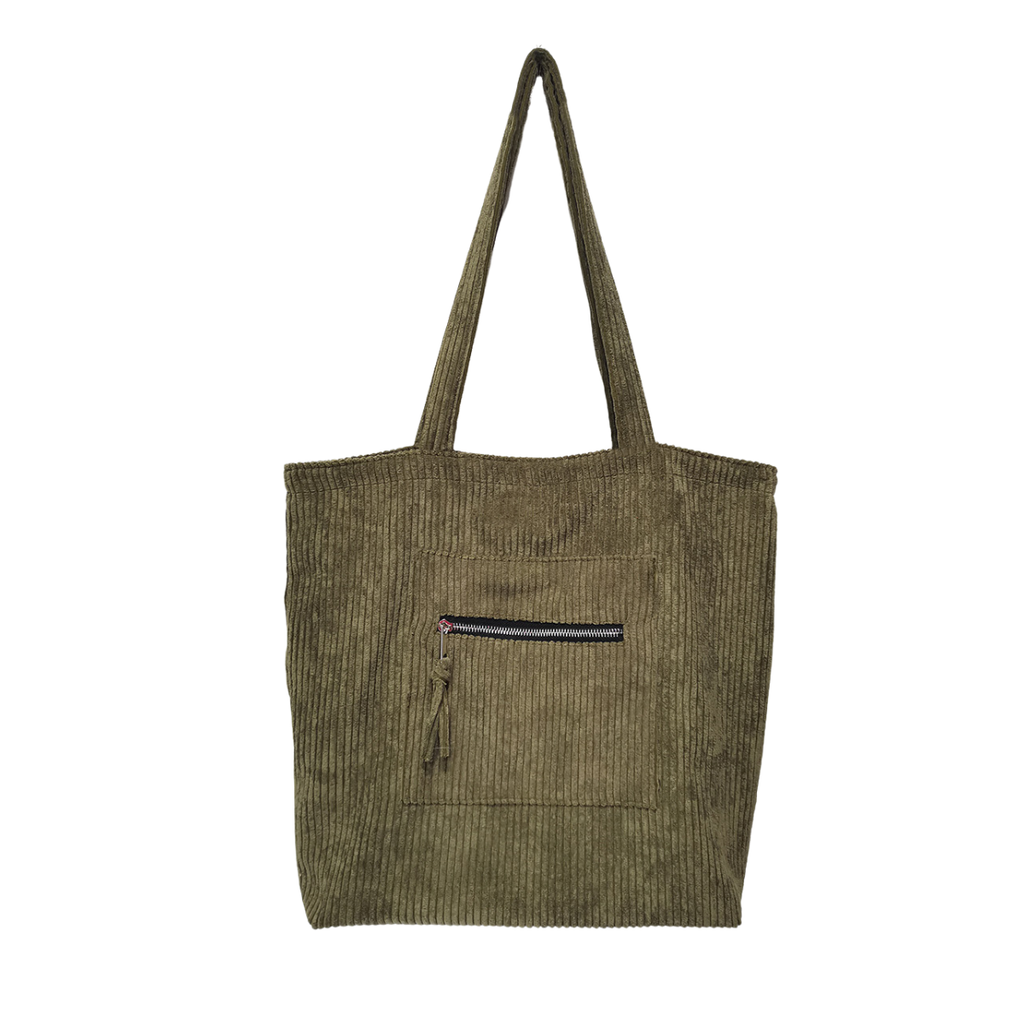 Evergreen Corduroy Tote 