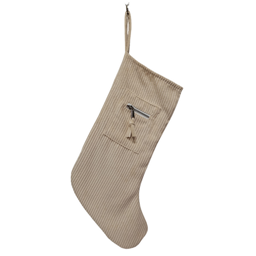 Tan Cord Zipper Stocking 