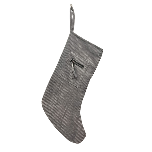 Gray Cord Zipper Stocking 