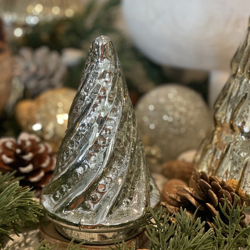 CL-2416 - Sm. Silver Swirl Mercury Glass Tree