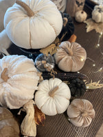 CF-3132 - Med. White Fuzzy Stripes Fabric Pumpkin