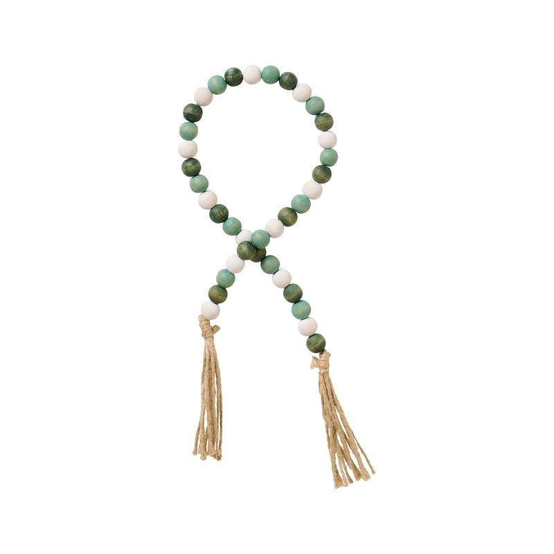 SW-2044 - Grn/Wh Washed Beaded Tassel