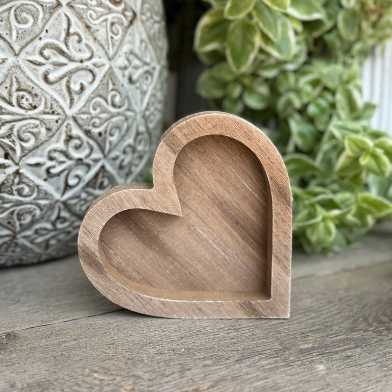 SW-3046 - Wood Wash Heart Tray