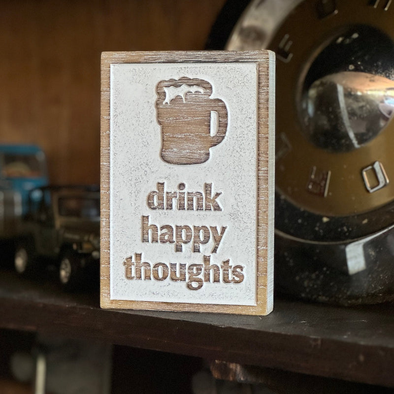 SW-3166 - Happy Thoughts Carved Block