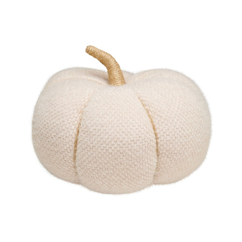 Lrg. Cream Fuzzy Fabric Pumpkin 