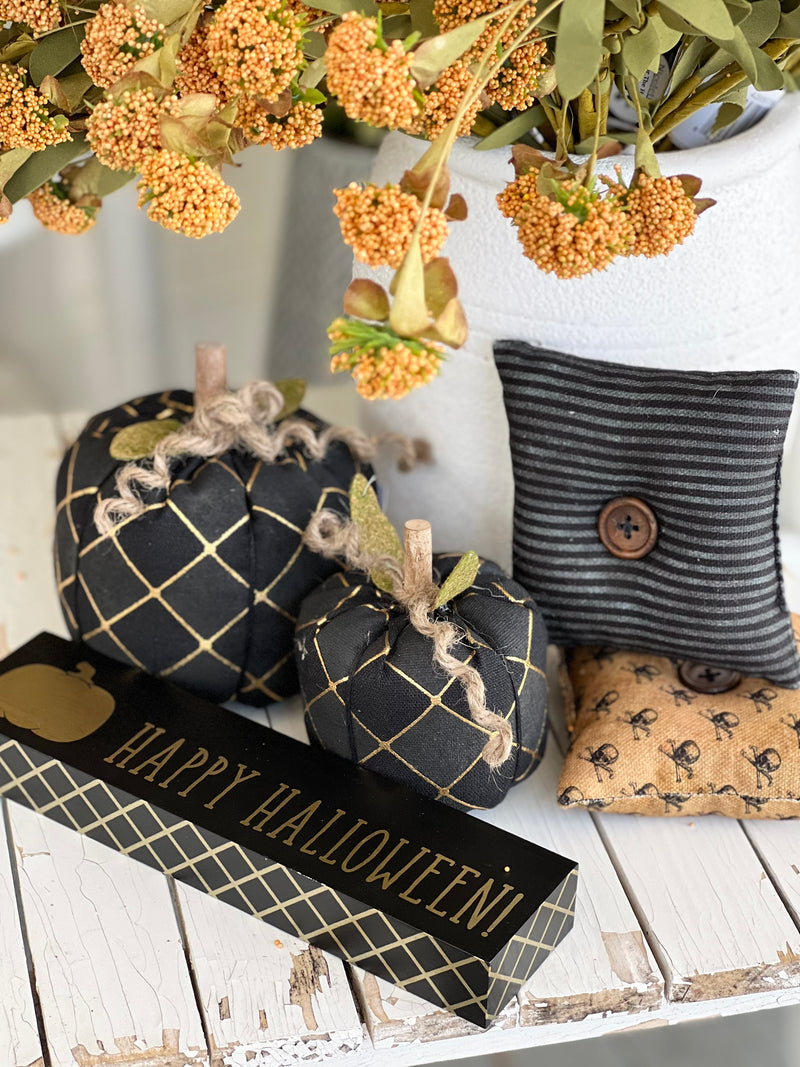 CF-2386 - Med. Blk Harlequin Fabric Pumpkin