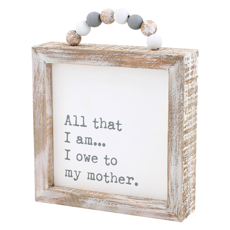 CA-3729 - Owe to Mother Framed Sign w/ Beads