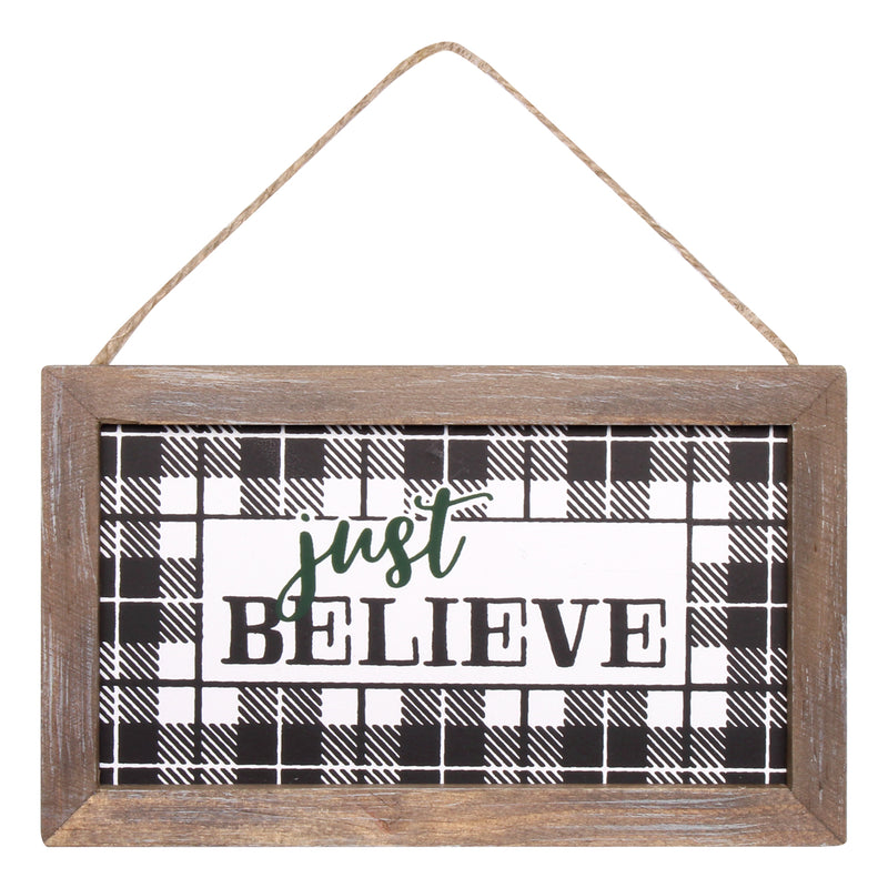 CA-3938 - Believe BW Plaid Framed Ornie