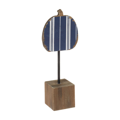 CA-4566 - Tall Navy Striped Pumpkin on Base