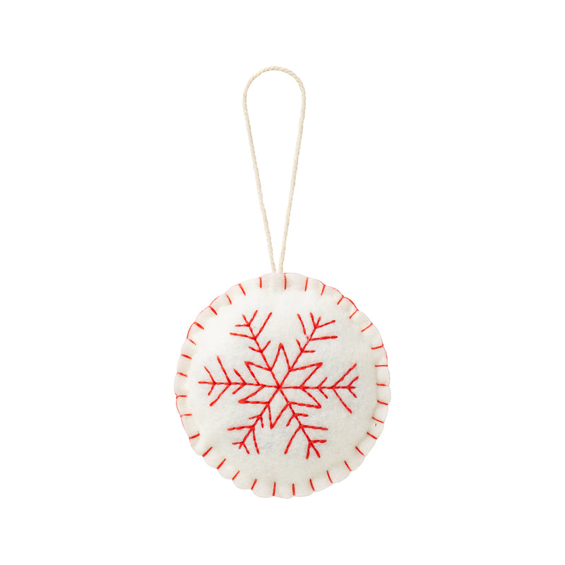 FR-3413 - White/Red Felt Snowflake Ornie