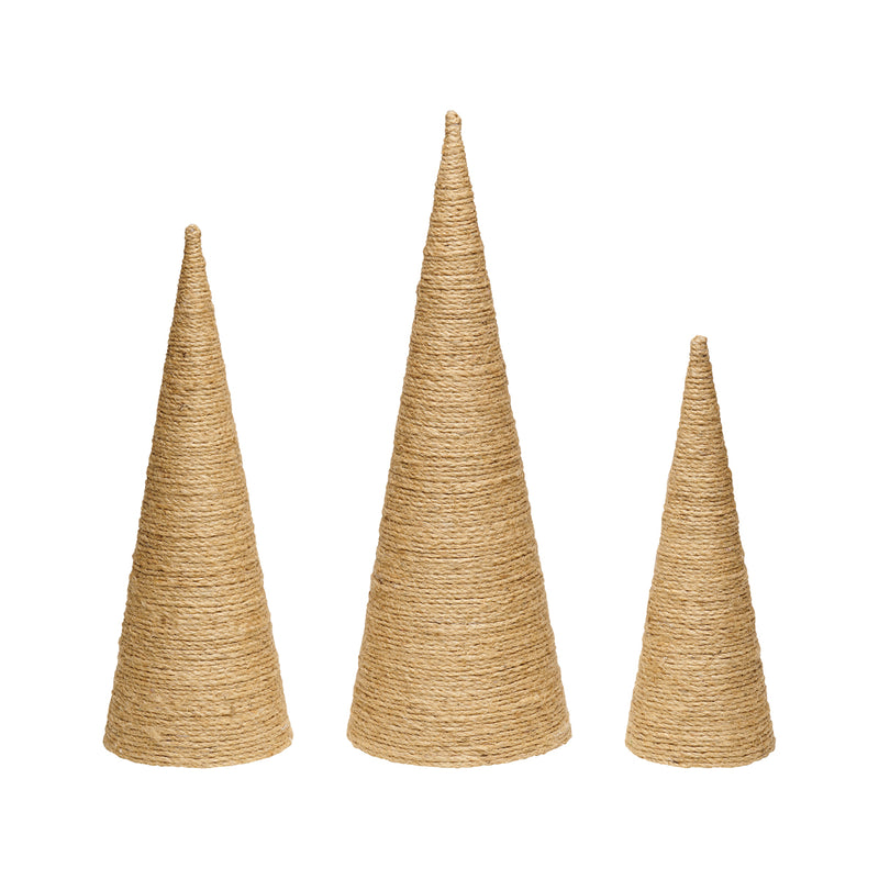 FR-3499 - *Lrg. Tan Jute Cone Trees, Set of 3