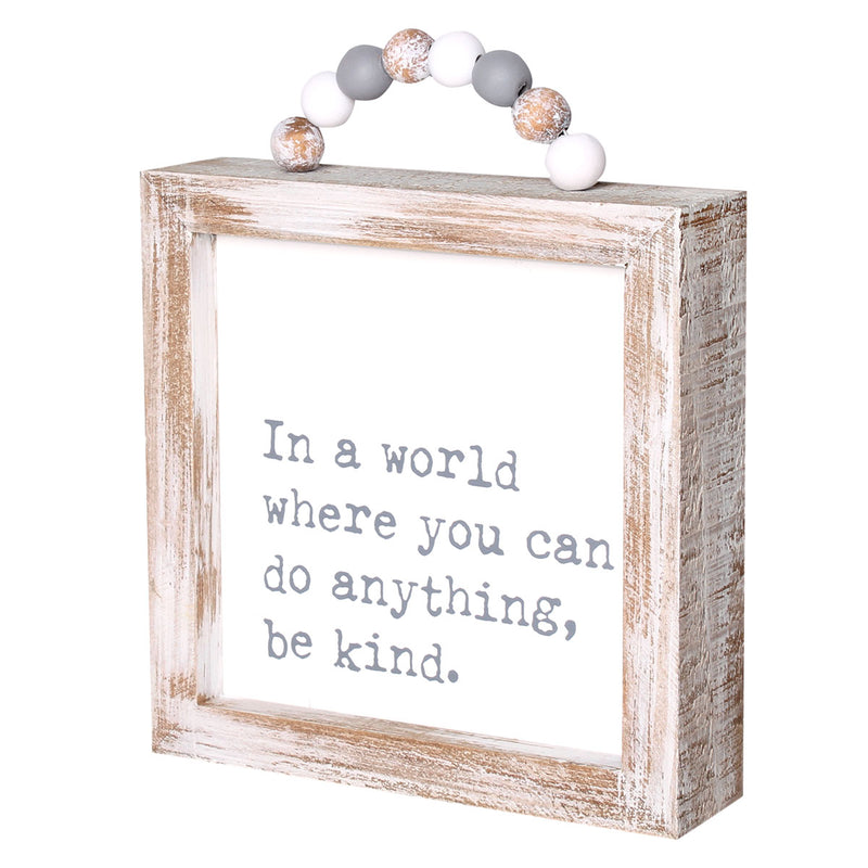 PS-7813 - *Be Kind Framed Sign w/ Beads