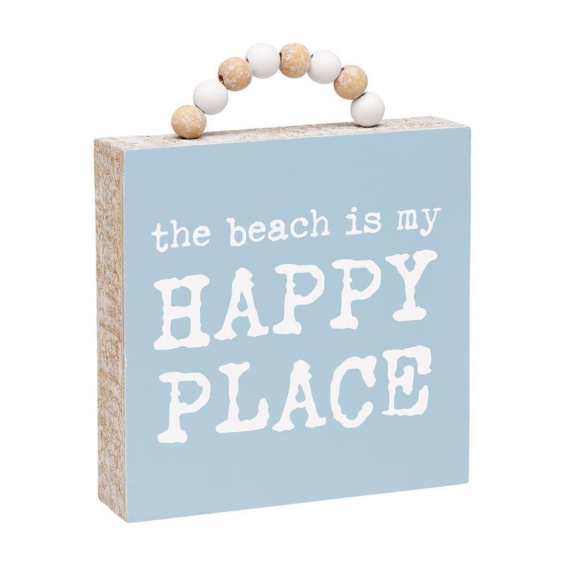 PS-7859 - Happy Place Box Sign w/ Beads