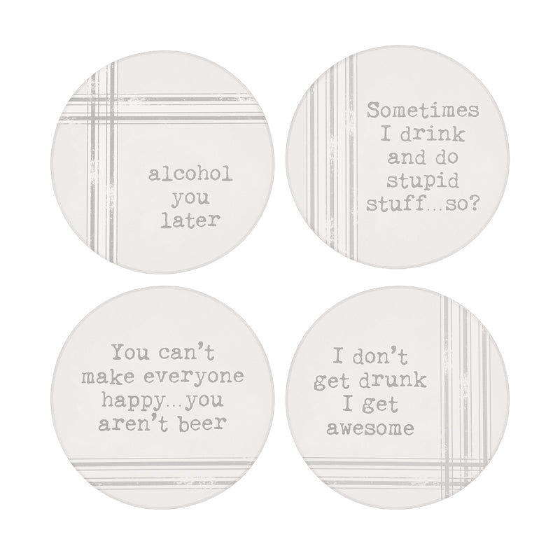 SW-1524 - Alcohol Striped Coasters, Set of 4