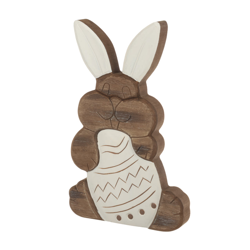 SW-1822 - Wood Carved Egg Bunny