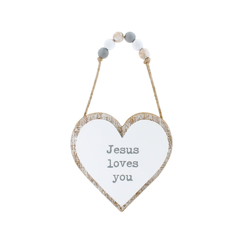 Jesus Loves 3D Heart w/ Beads