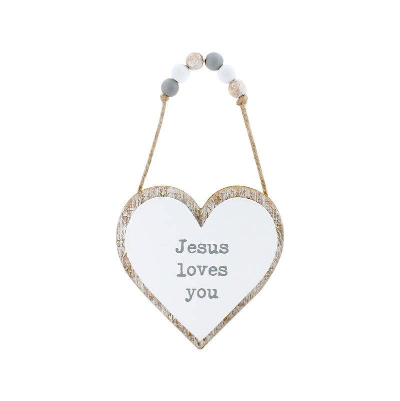 Jesus Loves 3D Heart w/ Beads